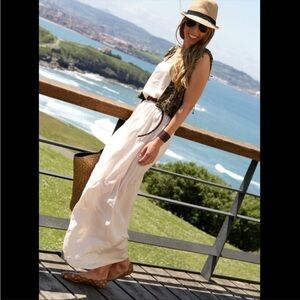 Zara Boho Sleveless Tank Maxi Dress Champagne XS